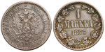 1 марка 1866 г. S. Для Финляндии (Александр II). (1 марка 1866 года. "S". VF-XF)