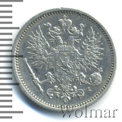 50 пенни 1890 г. L. Для Финляндии (Александр III). (50 пенни. Финляндия 1890г. L. Ag.)