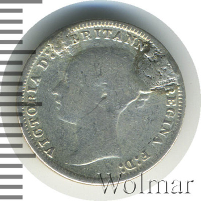 Великобритания 3 пенса, 1878 (3 пенса. Великобритания 1878г. Ag.)