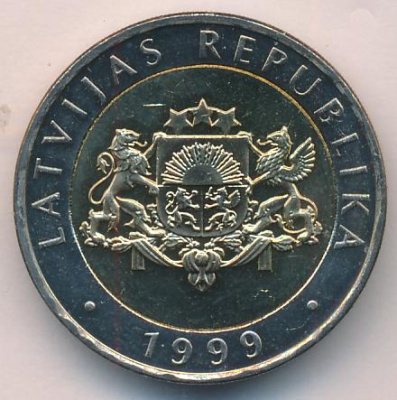 Латвия 2 лата, 1999 (2 лата Латвия. 1999)