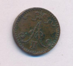 1 пенни 1865 г. Для Финляндии (Александр II). (1 пенни. 1865)
