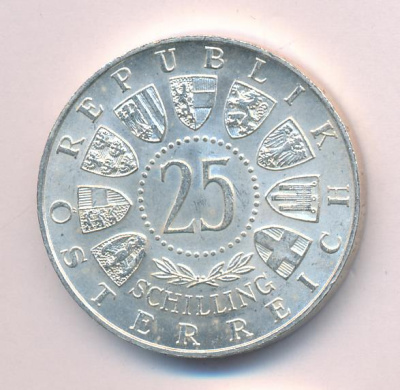 Австрия 25 шиллингов, 1956 (25 шиллингов. Австрия. Моцарт 1956)