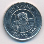 Исландия 1 крона, 2007 (1 крона. Исландия 2007)