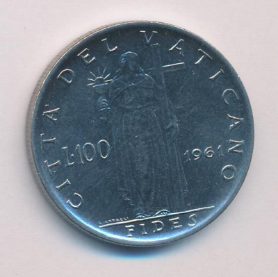 Ватикан 100 лир, 1961 (100 лир. Ватикан 1961)