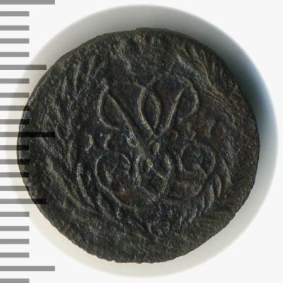 Полушка 1757 г. Елизавета I. Тиражная монета (Полушка 1757г. Cu. R, Петров - 0,75 рубля)