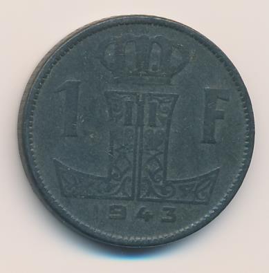 Бельгия 1 франк, 1943 (1 франк. Бельгия 1943)
