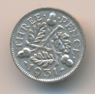 Великобритания 3 пенса, 1931 (3 пенса Великобритания. 1931)
