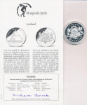 Латвия 10 латов, 1994 (10 лат. Латвия. Олимпиада. Сертификат. 1994)