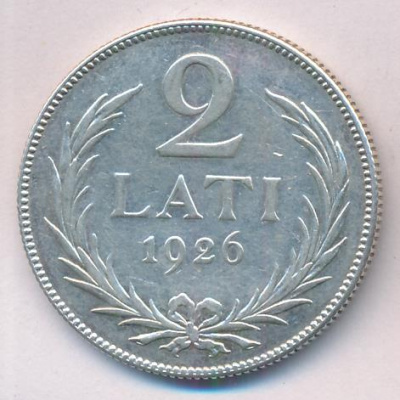 Латвия 2 лата, 1926 (2 лата. Латвия. 1926)