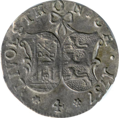 4 копейки 1757 г. Ливонезы (Елизавета I). Тиражная монета (4 копейки. 1757)