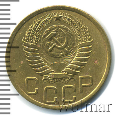 3 копейки 1951 г. Лицевая сторона - 3.2, оборотная сторона - А (3 копейки 1951г. Br.)
