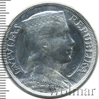 Латвия 5 латов, 1929 (5 лат. Латвия 1929г. Ag.)