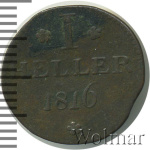 Франкфурт 1 геллер, 1816 (1 геллер. Франкфурт. Германия 1816г. Cu.)