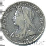 Великобритания 1 крона, 1900 (1 крона. Великобритания 1900г. Ag.)