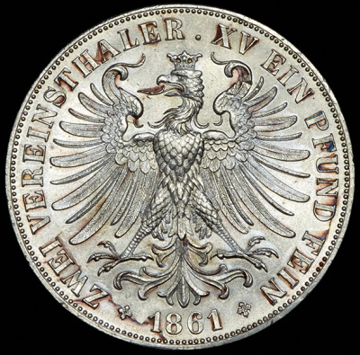 Франкфурт 2 союзных талера, 1861 (Двойной талер 1861 (Франкфурт))