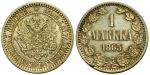 1 марка 1865 г. S. Для Финляндии (Александр II). (1 марка 1865 года. S. AU, Штемпельный блеск)