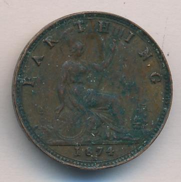 Великобритания 1 фартинг, 1874 (Фартинг. Великобритания 1874)