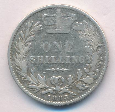 Великобритания 1 шиллинг, 1883 (1 шиллинг. Великобритания 1883)