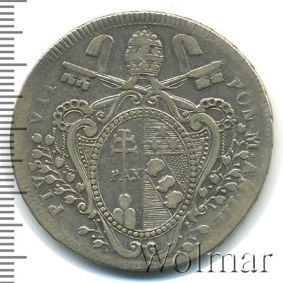 Папская область 1 скудо, 1802 (1 скудо. Ватикан 1802г. Ag.)
