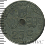 Бельгия 25 сантимов, 1946 (25 сантимов. Бельгия 1946г. Zn.)