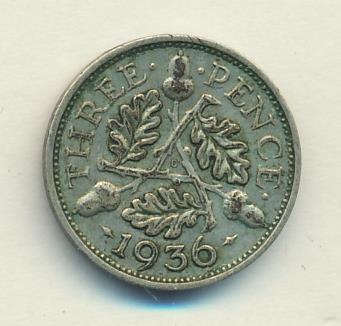 Великобритания 3 пенса, 1936 (3 пенса. Великобритания 1936)