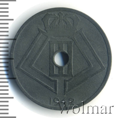Бельгия 25 сантимов, 1942 (25 сантимов. Бельгия 1942г. Zn.)