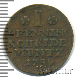 Бавария 1 пфенниг, 1759 (1 пфеннинг. Германия. Брауншвейг-Люнебург 1759г. Cu.)