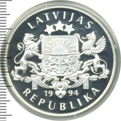 Латвия 10 латов, 1994 (10 лат. Латвия 1994г. Ag.)