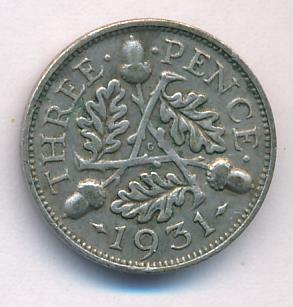 Великобритания 3 пенса, 1931 (3 пенса. Великобритания. 1931)