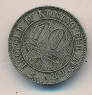 Бельгия 10 сантимов, 1894 (10 сантимов. Бельгия. 1894)