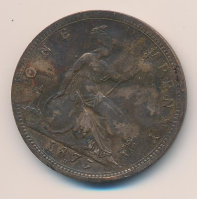 Великобритания 1 пенни, 1875 (1 пенни Великобритания. 1875)