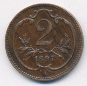 Австрия 2 геллера, 1897 (2 геллера. Австрия 1897)