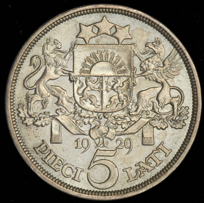 Латвия 5 латов, 1929 (5 лат 1929 (Латвия))