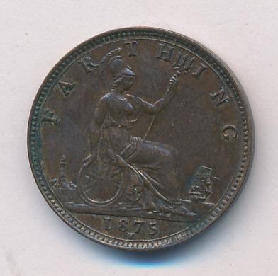 Великобритания 1 фартинг, 1875 (1 фартинг. Великобритания. 1875)
