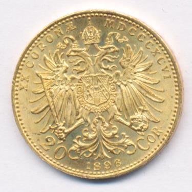 Австрия 20 крон, 1896 (20 крон. Австрия. М-6,75гр. 1896)