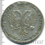 1 рубль 1726 г. Екатерина I. Красный тип, портрет вправо. Тиражная монета (1 рубль 1726г. Ag. Ильин - 3 рубля, Петров - 3,5 рубля)