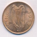 Ирландия 1 пенни, 1967 (1 пенни. Ирландия. 1967)
