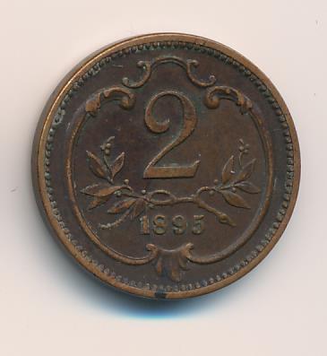 Австрия 2 геллера, 1895 (2 геллера. Австрия 1895)