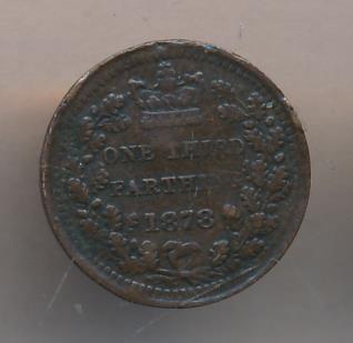 Великобритания ⅓ фартинга, 1878 (1/3 фартинга. Великобритания 1878)