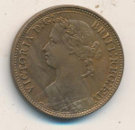 Великобритания 1 фартинг, 1879 (Фартинг Великобритания 1879)