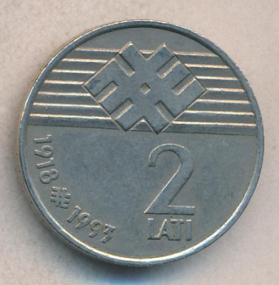 Латвия 2 лата, 1993 (2 лата. Латвия 1993)