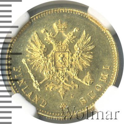20 марок 1891 г. L. Для Финляндии (Александр III). (20 марок. Финляндия 1891г. L. Au. R)