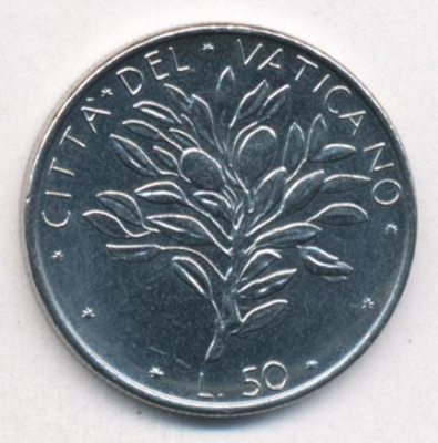 Ватикан 50 лир, 1976 (50 лир. Ватикан 1976)