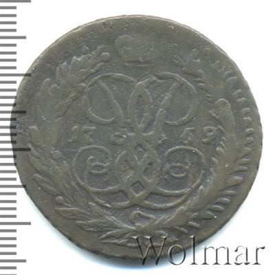 2 копейки 1759 г. Елизавета I. Номинал под св. Георгием. Красный монетный двор (2 копейки 1759г. Cu.)