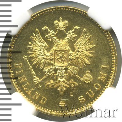 20 марок 1891 г. L. Для Финляндии (Александр III). (20 марок. Финляндия 1891г. L. Au. R)