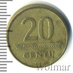 Литва 20 центов, 1997 (20 центов. Литва 1997г. Lt.)