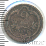 Австрия 2 геллера, 1897 (2 геллера. Австрия 1897г. Br.)