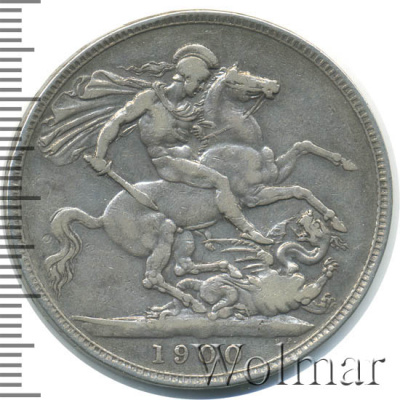Великобритания 1 крона, 1900 (1 крона. Великобритания 1900г. Ag.)