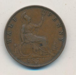 Великобритания ½ пенни, 1874 (1/2 пенни. Великобритания. 1874)