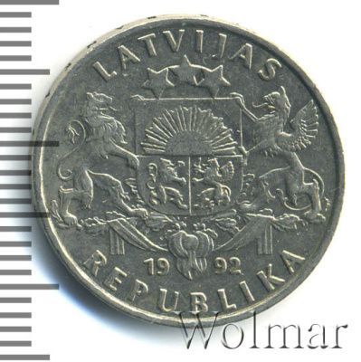 Латвия 1 лат, 1992 (1 лат. Латвия 1992г. Cu-Ni.)